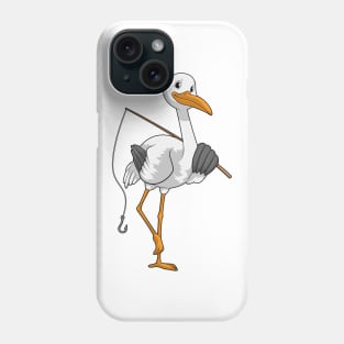 Stork as Fisher with Fishing rod Phone Case