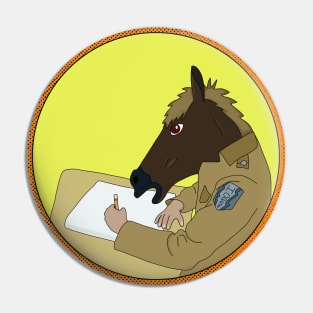 Horse Writing in Class Pin