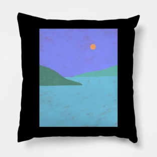 Serene Seascape Aesthetic Environmental Minimalistic Background Pillow