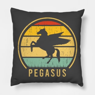 Pegasus Horse badge distressed retro sunset logo Pillow