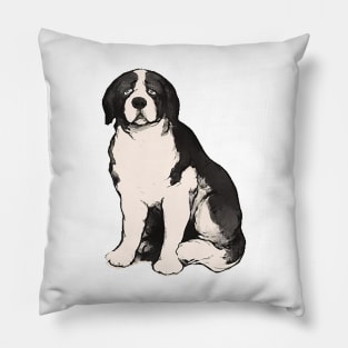 Vintage sad Saint Bernard dog Pillow