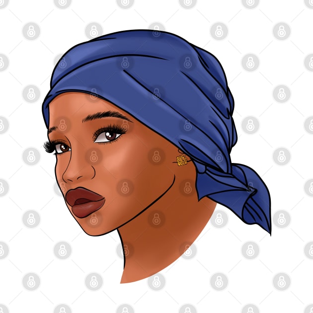 African American woman with a headscarf, fashion portrait by Kuchinska design