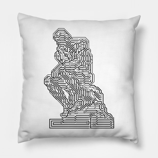 Thinker Chip Circuit Board Pillow by bulografik