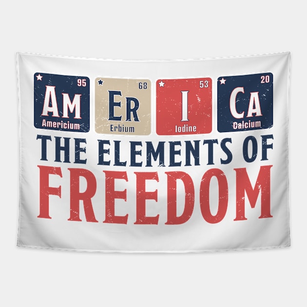 America The Elements of Freedom Periodic Table 4th of July Tapestry by OrangeMonkeyArt