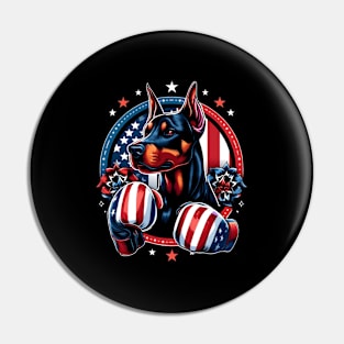 Proud Kickboxing Dog Boxer Dog Of 4Th Of July Pin