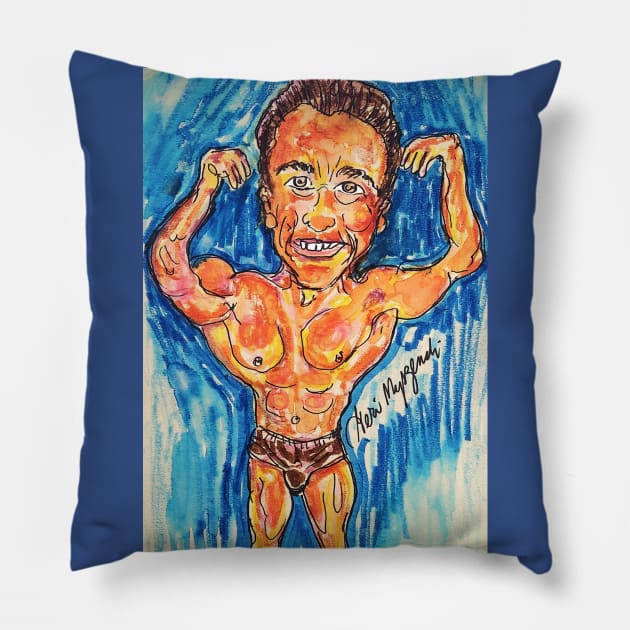 Arnold Schwarzenegger Pillow by TheArtQueenOfMichigan 