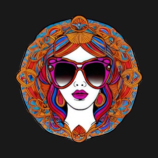 Cool vintage woman with sunglasses | T-Shirt