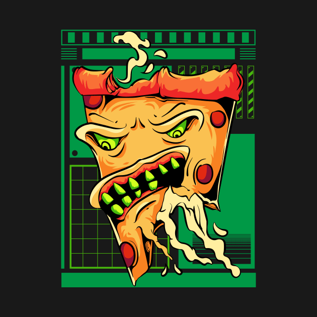 Bitten Pizza Monster by Ihsanmtsm Illustration