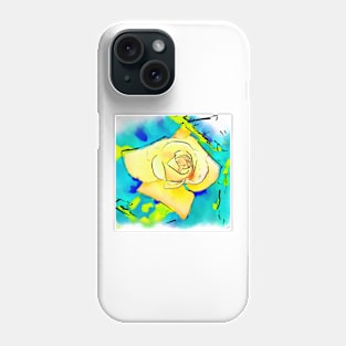 Yellow Rose Bud In Abstract Watercolor Phone Case