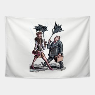 New Yorkers Cheap Umbrellas Tapestry