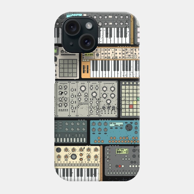 Synthesizers and Electronic Music Instruments for Musician Phone Case by Mewzeek_T