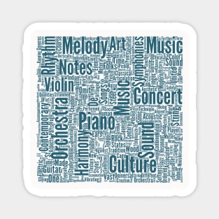 Melody Music Orchestra Silhouette Shape Text Word Cloud Magnet