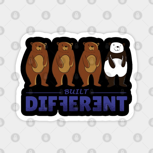 Built different, Funny panda bear cute graphic, Introvert anti-social unique cartoon, Men Women Magnet by Luxera Wear