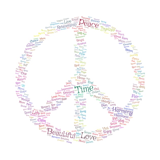 Peace Symbol Silhouette Shape Text Word Cloud by Cubebox