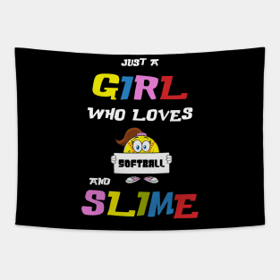 Just A Girl Who Loves Softball and Slime T-shirt Gif Tapestry