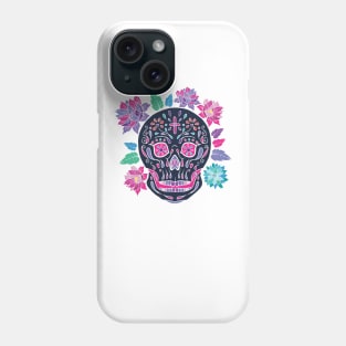 Mexican skull with flowers Phone Case