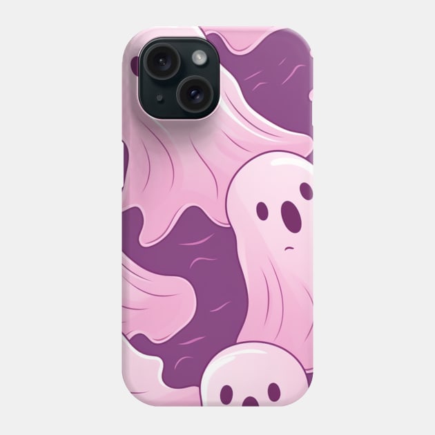 Cute pink ghosts pattern halloween Phone Case by Andrew World