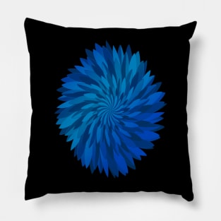 Abstract Chrysanthemum Flower - blue Pillow