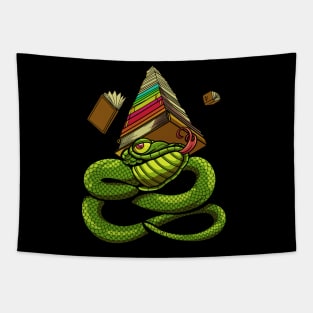 Cartoon snake with pile of books - bookworm Tapestry