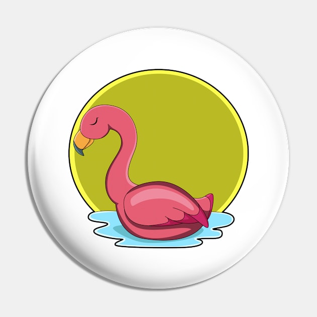 Flamingo in Water with Sun Pin by Markus Schnabel