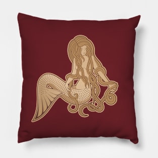 Sitting Mermaid Beige Pillow