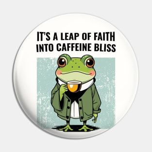 Frog Drinking Coffee Pin