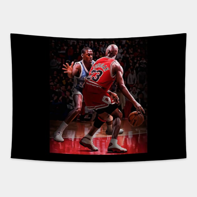 BASKETBALLART - JORDAN VS JORDAN Tapestry by JORDAN-ART23