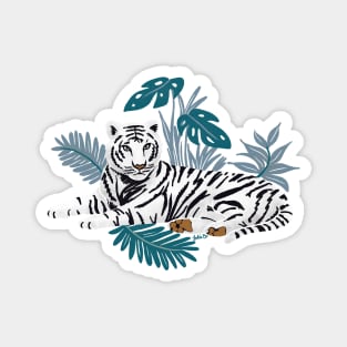 White Tiger in the Jungle Magnet