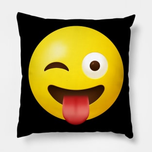 Winking face with tongue emoji Pillow