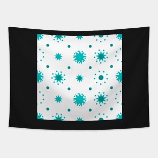 Suns and Dots Medium Dark Cyan on White Repeat 5748 Tapestry