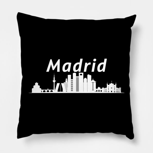 Madrid Skyline Pillow by Fantastic Store