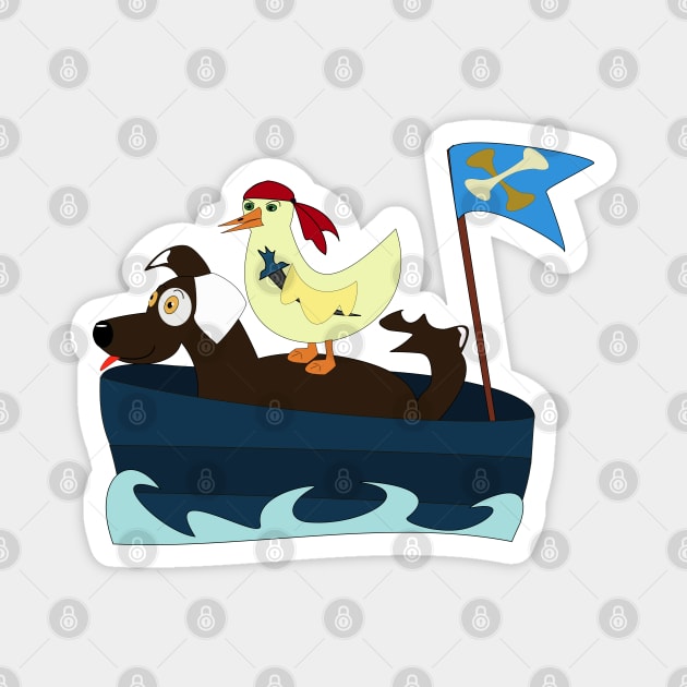 Dog sailor and duck pirate Magnet by sensgraf