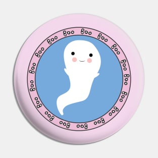 Sweet Ghost Emblem Halloween Circle Design Pin