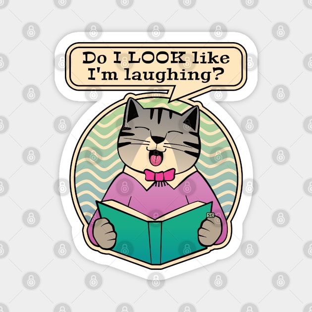 Laughing Cat Reading Book Joke Magnet by Sue Cervenka