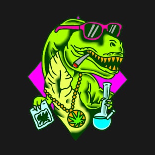 dinossaur weed marijuana pot stoner T-Shirt