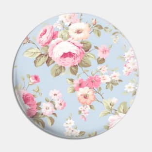 Rose flowers pattern on blue background, pastel, color Pin