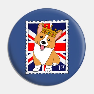 Cute Corgi Dog British Postage Stamp Pin