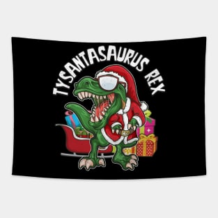 TySantaSaurus Rex Dinosaur Christmas T Rex Tapestry