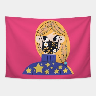 Cute mask girl Tapestry