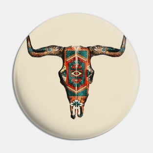 Copy of Vintage Aztec Indian Pattern Bull Skull Cowgirl design Pin