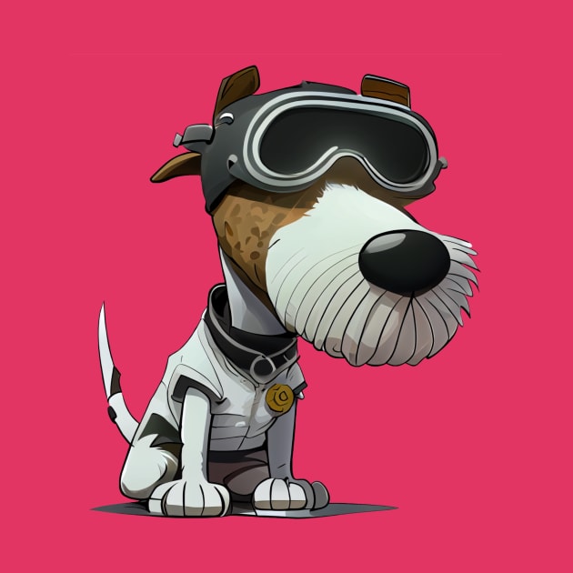 Dog with pilot glasses a cartoon illustration by KOTOdesign