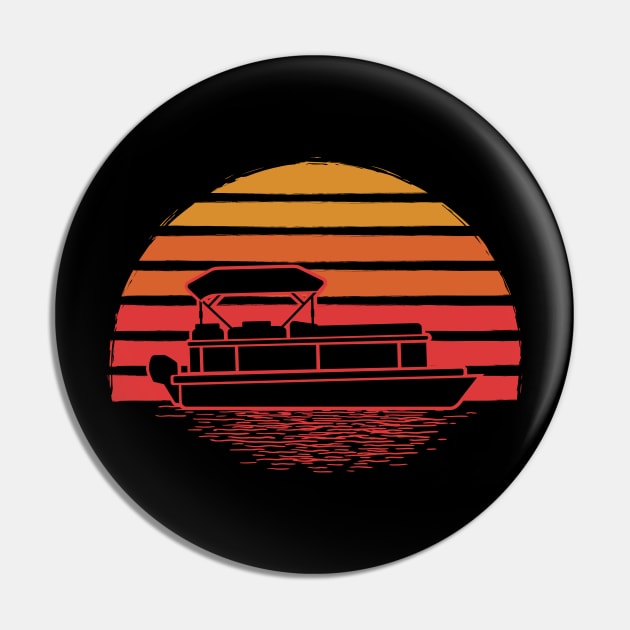 Retro Vintage Pontoon Boat Silhouette Gift For Pontoon Owner Pin by HCMGift