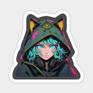 Cyberpunk Cat Girl Magnet