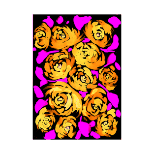 Golden Roses Pattern T-Shirt