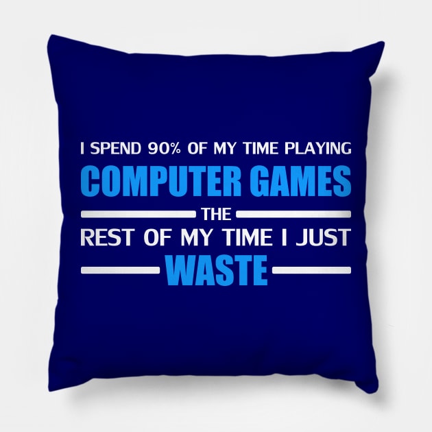 Computer Gaming Blue Pillow by Fibre Grease