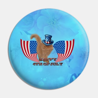 Happy 4th of July with cute cat Pin