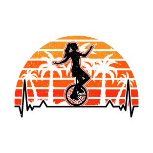 Unicycle Heartbeat Retro Unicyclist T-Shirt