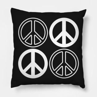 Dusky Blue and White Peace Signs Pattern Pillow