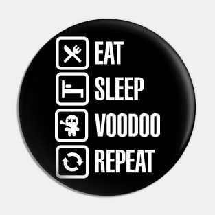 Eat sleep voodoo repeat black magic voodoo doll (white) Pin