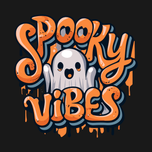 Cute Halloween Ghost Graffiti Spooky Vibes T-Shirt